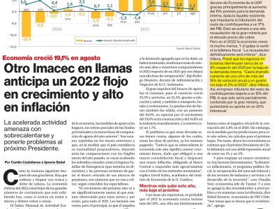 Otro Imacec en llamas anticipa un 2022 flojo en crecimiento y alto en inflación